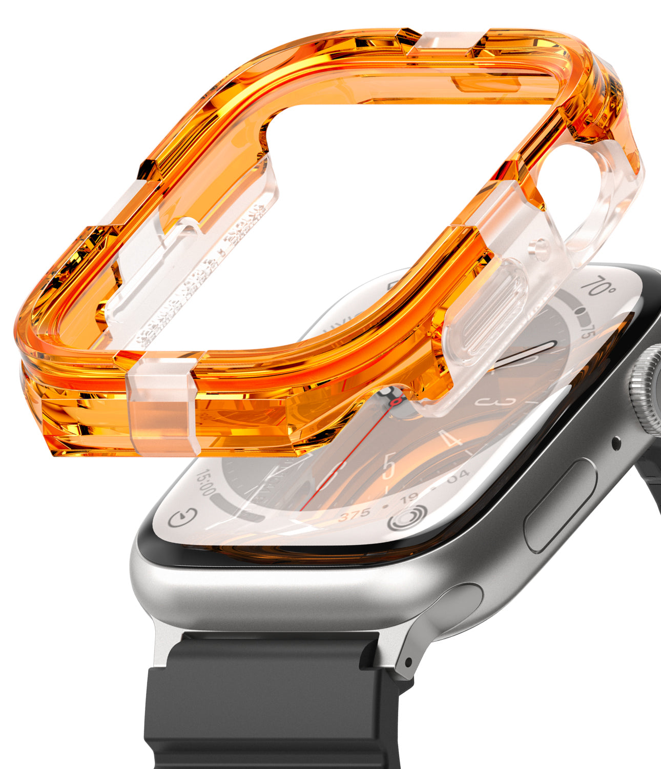 Ringke Fusion Bumper Compatible with Apple Watch Series 9 8 7 45mm Se 6 5 4 44mm Double Layer Full Protection Case Neon Orange