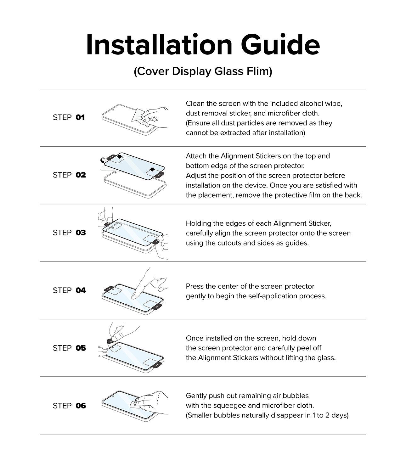 Installation Guide (Cover Display Glass Film)