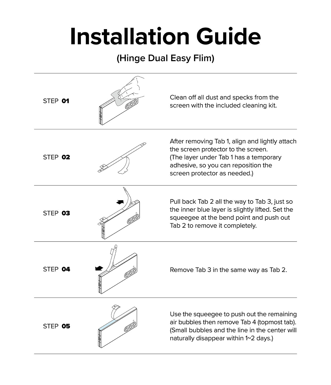 Installation Guide (Hinge Dual Easy Film)