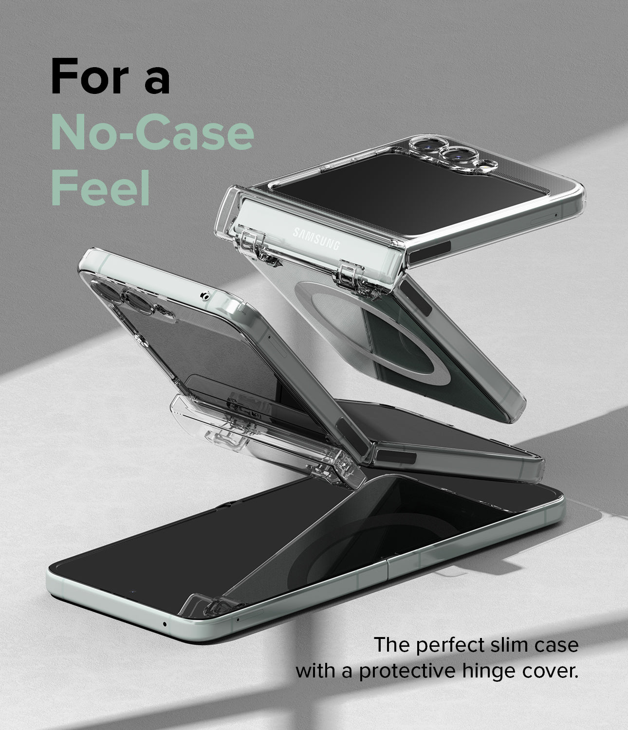 Ringke Hinge Cover Compatible con Funda Samsung Galaxy Z Flip 5 5G (2023),  Z Flip 4 5G (2022), Protección de Bisagra Transparente Sólida con Correa 