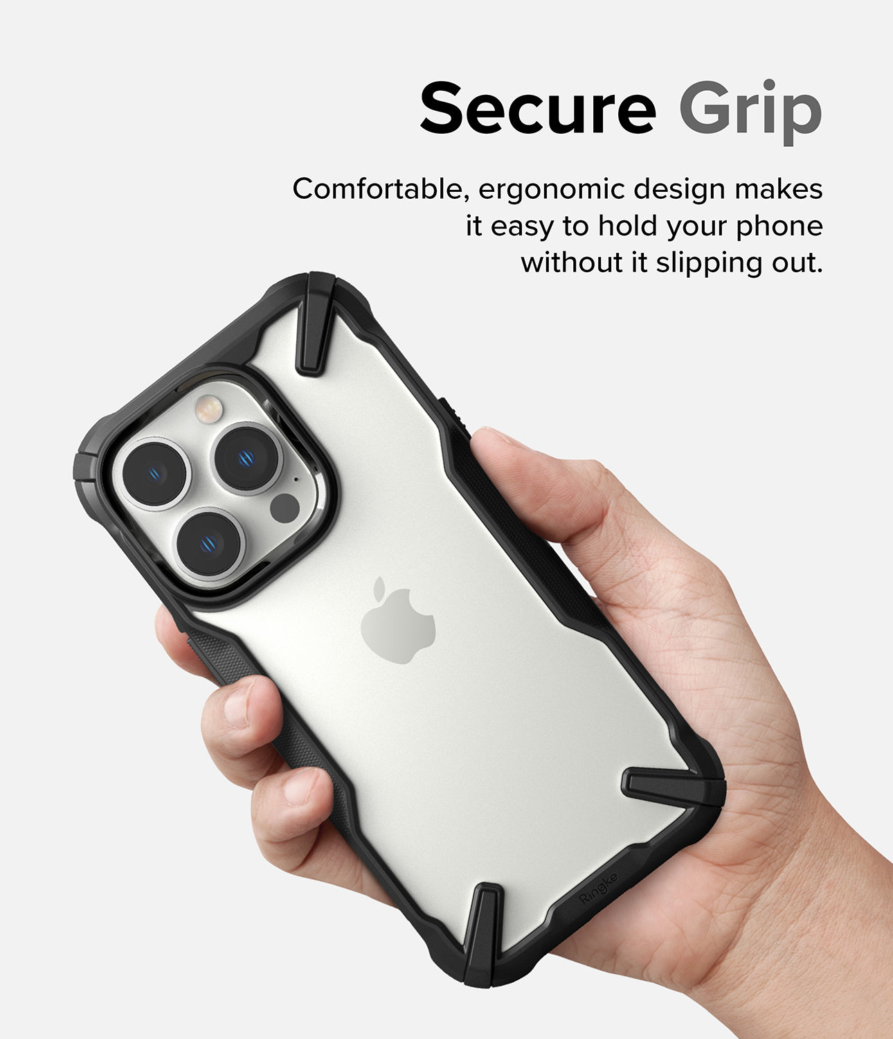 iPhone 14 Pro Max Case | Fusion-X - Black - Secure Grip. Comfortable, ergonomic design makes it easy to hold your phone without it slipping out.
