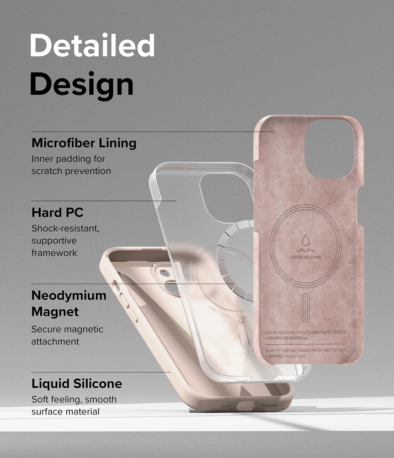 Phone Case for iPhone 15 Plus,Transparent Hard PC+Soft TPU Case