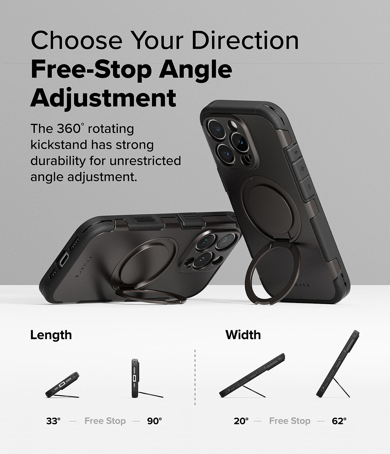 Choose Your Direction Free-Stop Angle Adjustment