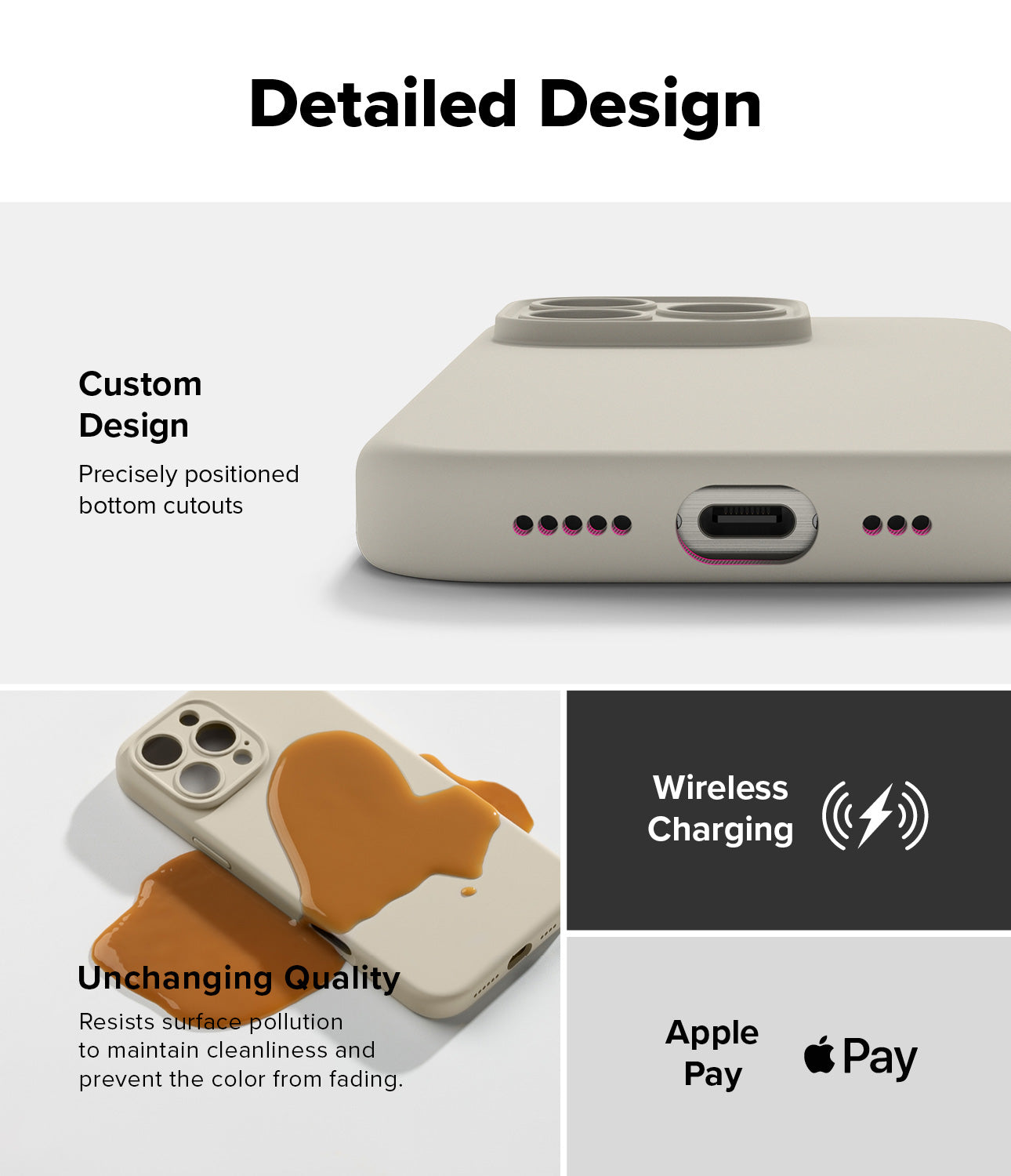 Detailed Design - Custom Design, Unchanging Quality, Wireless Charging, Apple Pay