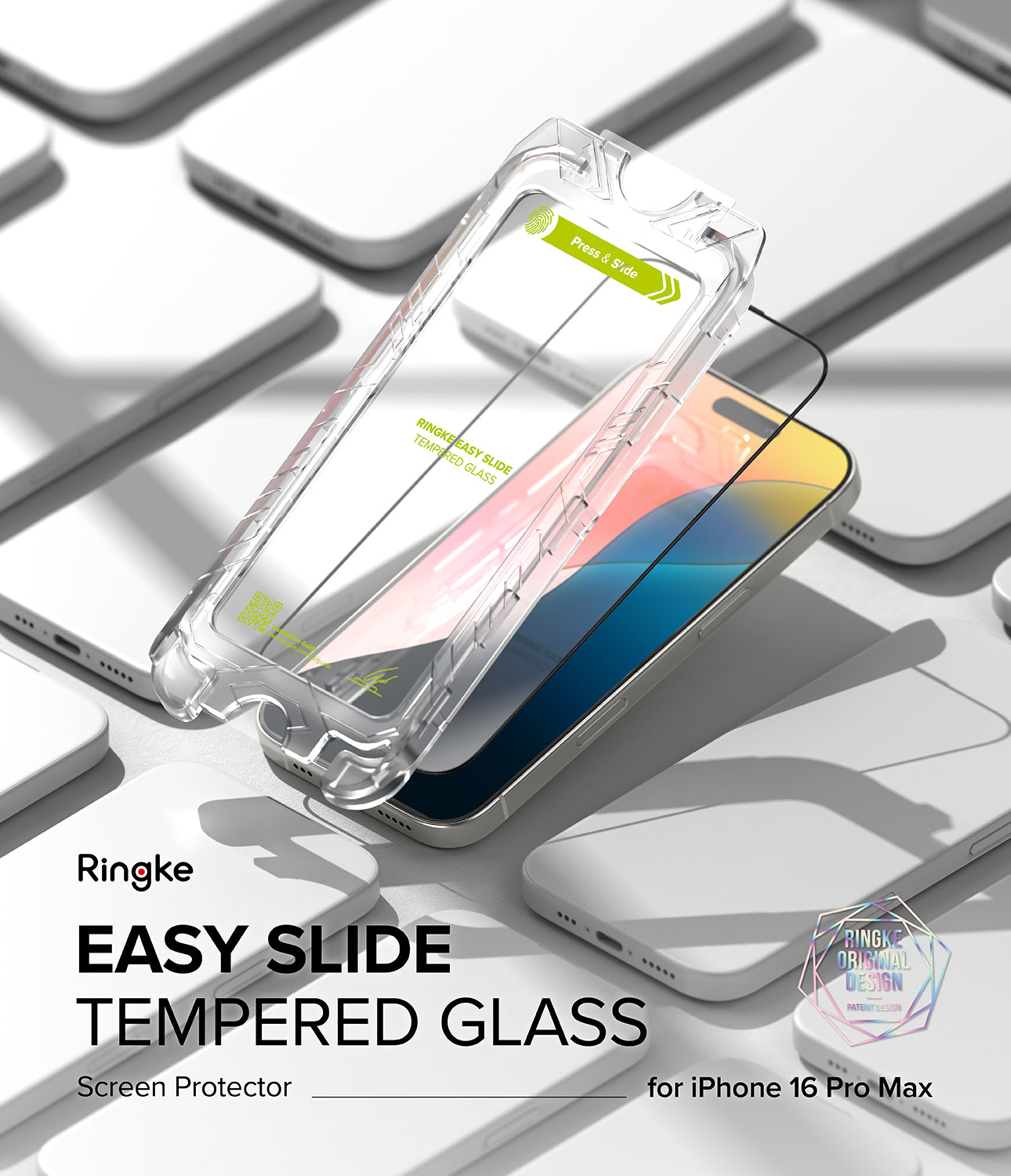 Easy Slide Tempered Glass for iPhone 16 Pro Max Screen Protector | Ringke 