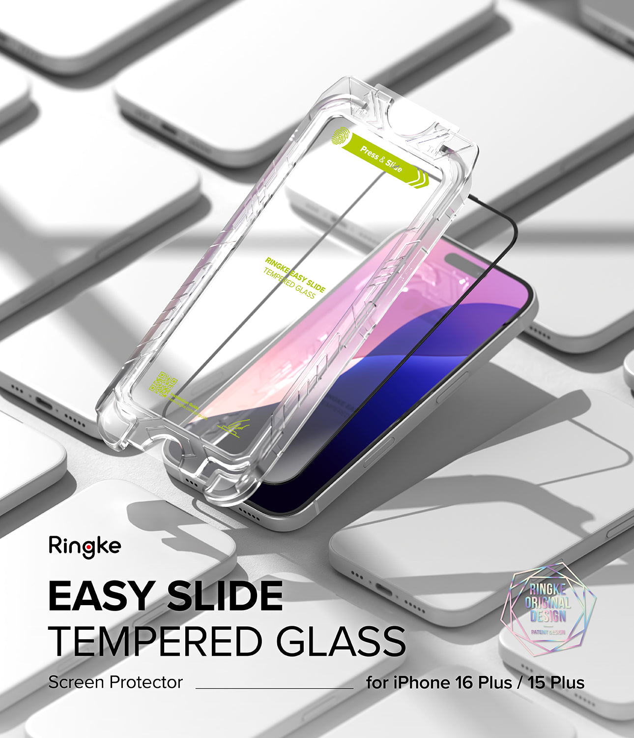 Easy Slide Tempered Glass for iPhone 16 Plus / 15 Plus Screen Protector | Ringke 