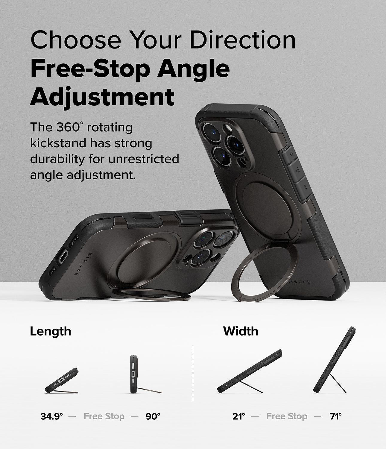 Choose Your Direction Free-Stop Angle Adjustment