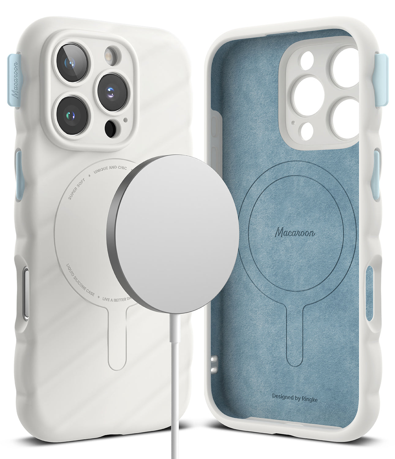 iPhone 16 Pro Case | Macaron Silicone Magnetic - White