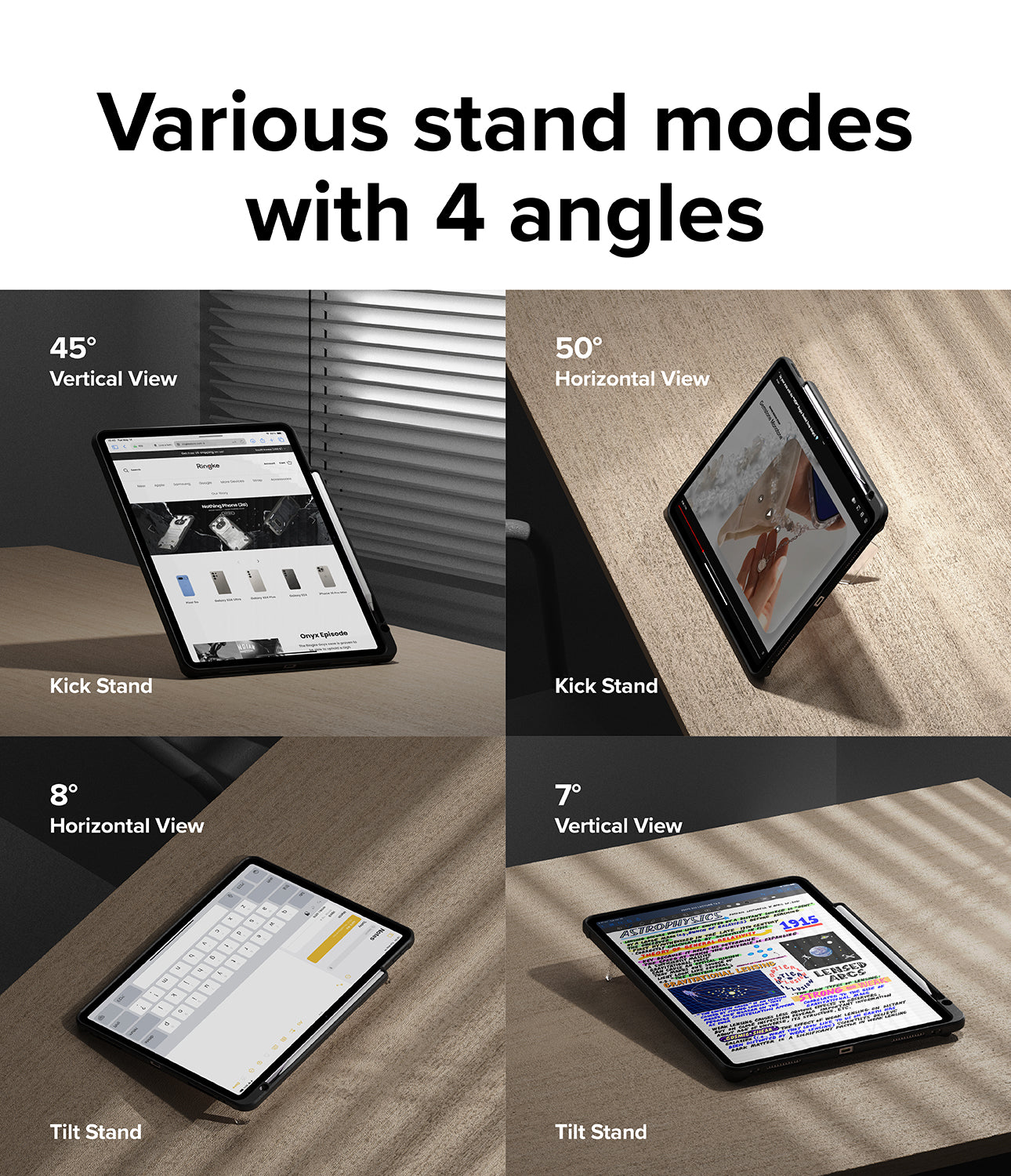 Various Stand modes with 4 angles