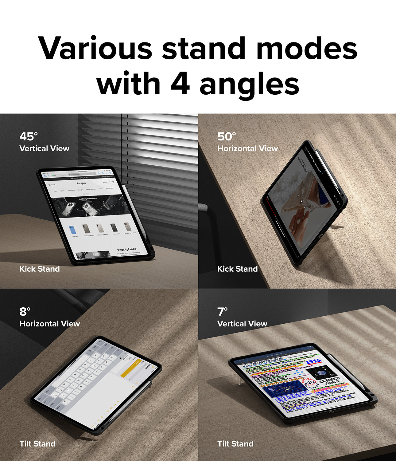 Various Stand modes with 4 angles