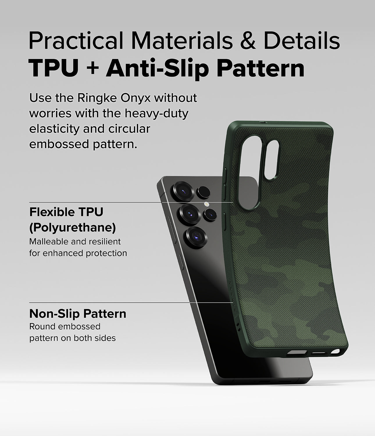 Galaxy S25 Ultra Onyx | Practical Materials & Details TPU + Anti-Slip Pattern