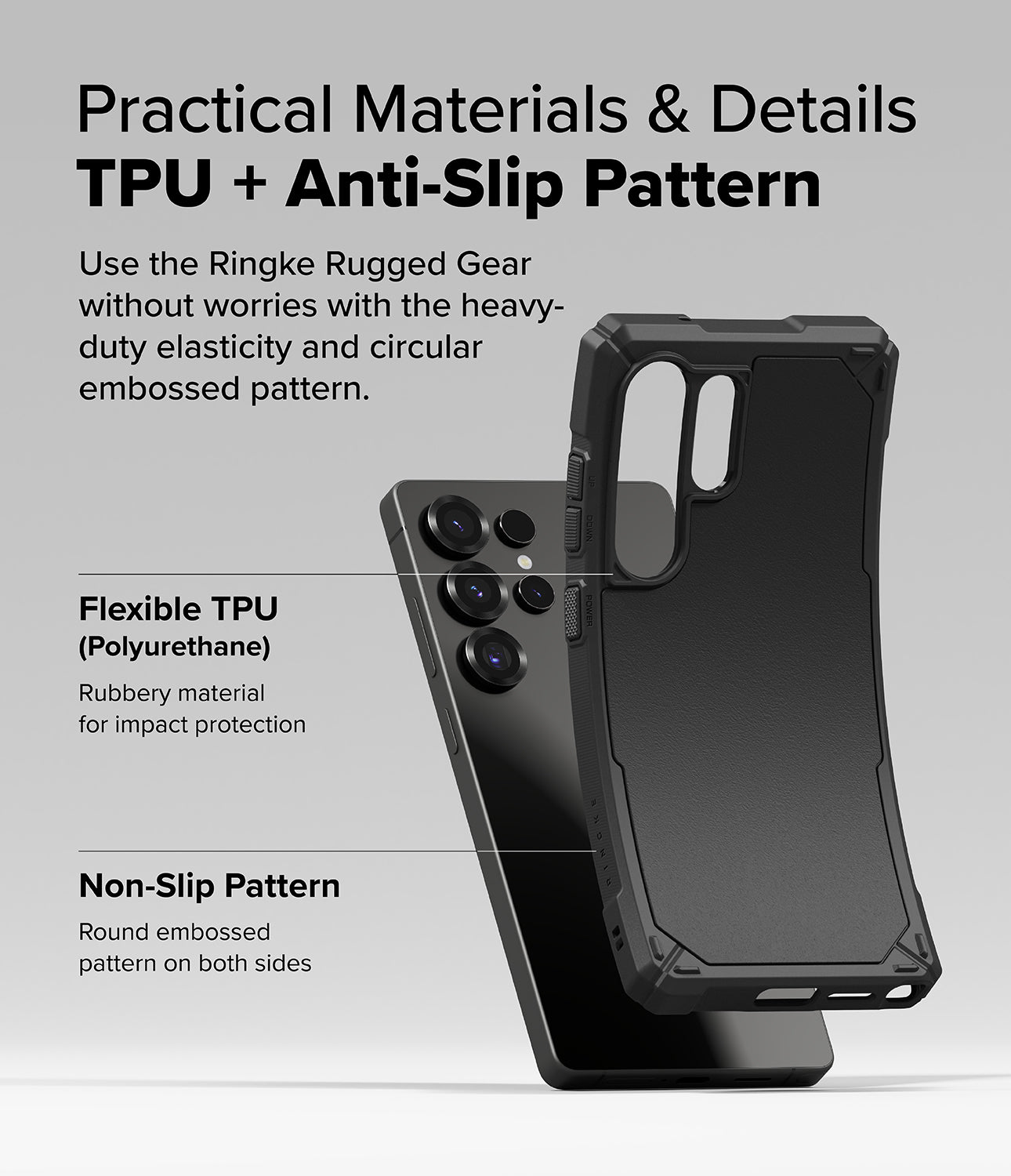 Galaxy S25 Ultra Rugged Gear | Practical Materials & Details TPU + Anti-Slip Pattern