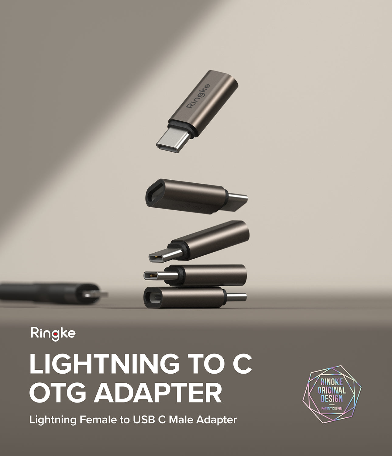 Lightning to C OTG Adapter | Lighting Female to USB C Male Adapter - Ringke Original Design