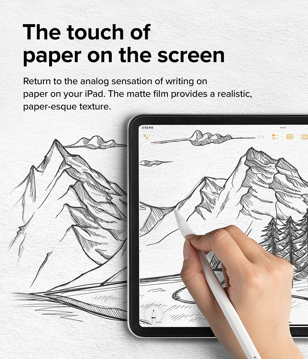 iPad Air 11" (M2) Screen Protector | Paper Touch Film - Hard - The touch of paper on the screen. Return to the analog sensation of writing on paper on your iPad. The matte film provides a realistic, paper-esque texture.