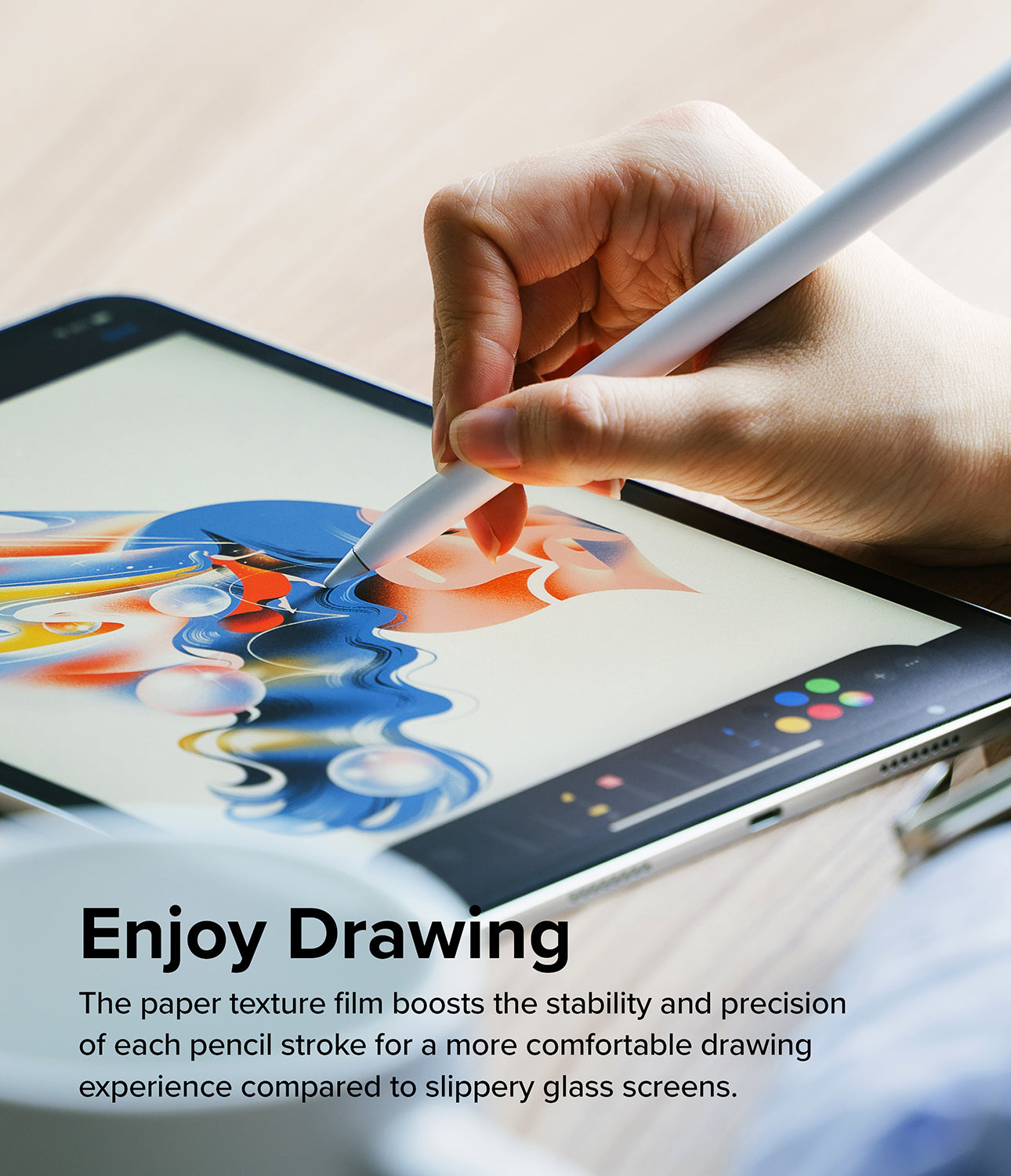 iPad Air 11" (M2) Screen Protector | Paper Touch Film - Hard - Enjoy Drawing. The paper texture film boosts the stability and precision of each pencil stroke for a more comfortable drawing experience compared to slippery glass screen.