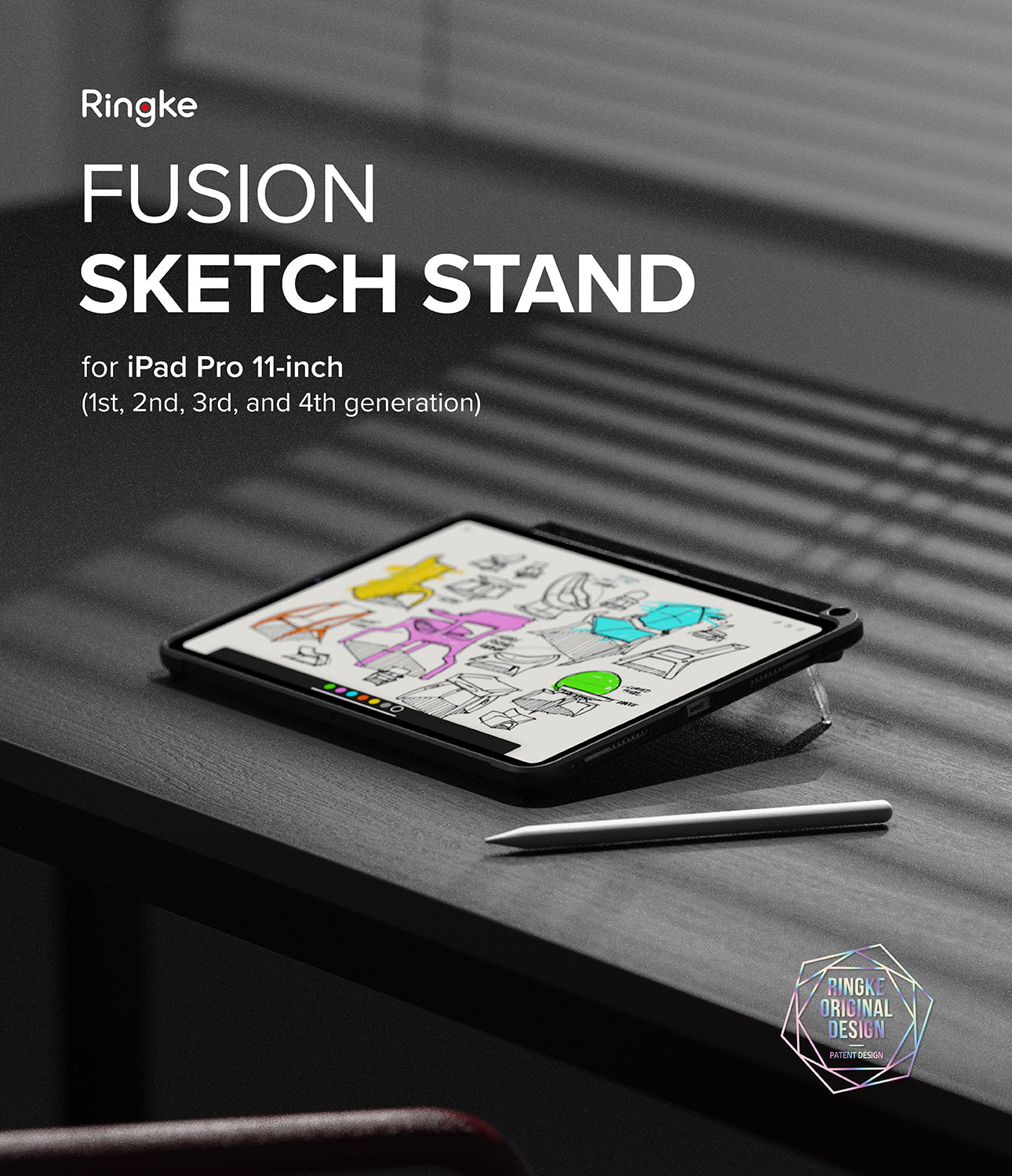 ringke fusion sketch stand case for ipad pro 11 inch (4th, 3rd, 2nd, 1st generation)