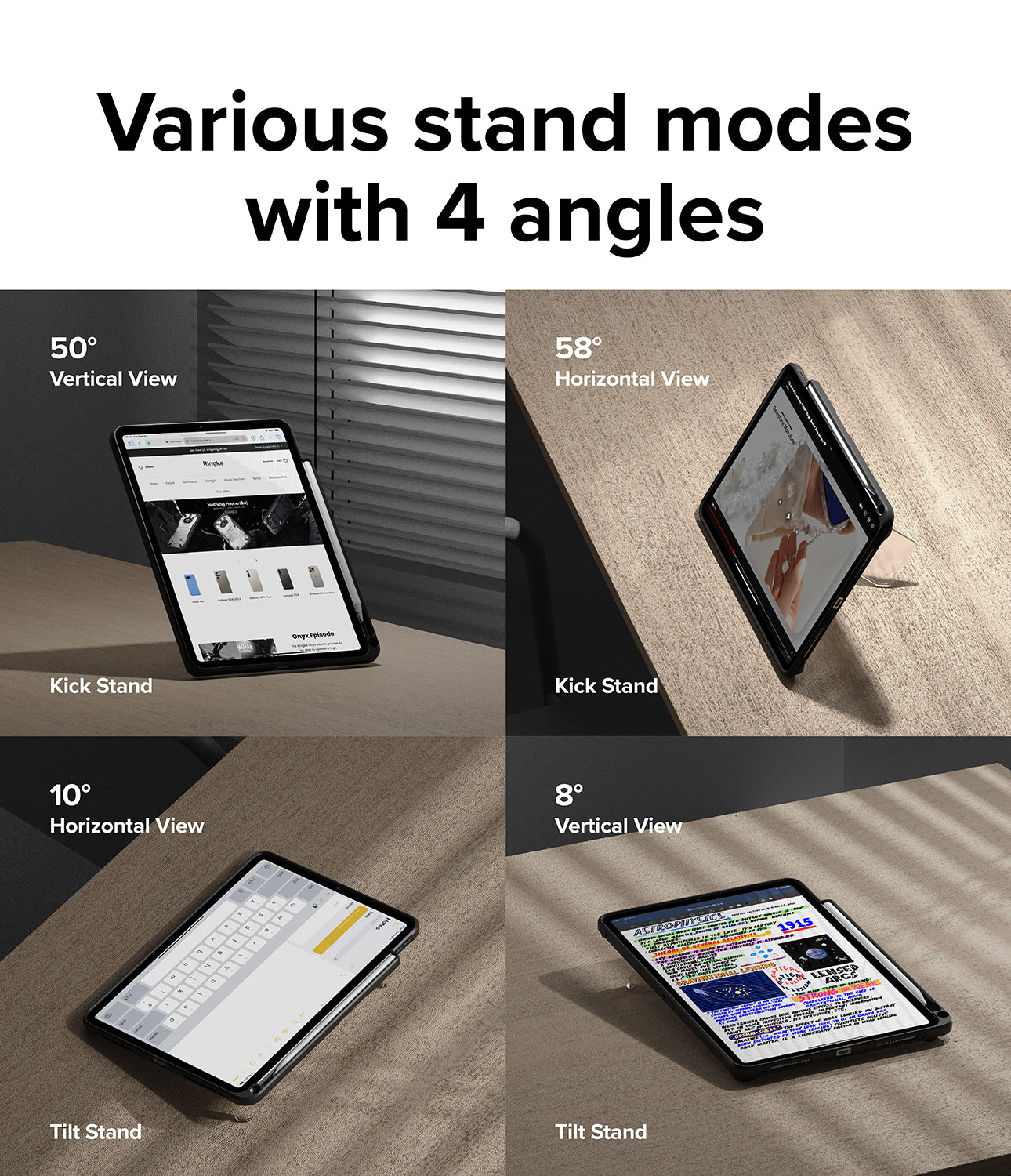 various stand modes with 4 angles