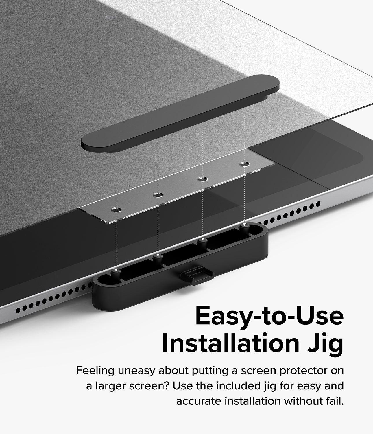 iPad Pro 11" (M4) Screen Protector | Paper Touch Film - Easy to Use Installation Jig. Feeling uneasy about putting a screen protector on a larger screen? Use the included jig for easy and accurate installation without fail.