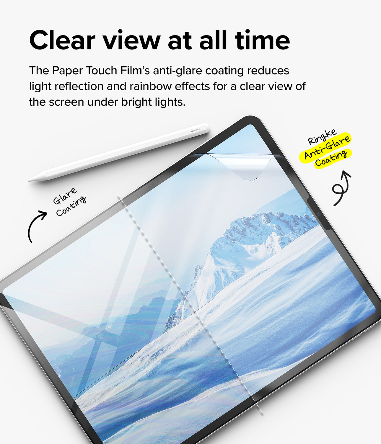 iPad Pro 11" (M4) Screen Protector | Paper Touch Film - Clear view at all time. The Paper Touch Film's anti-glare coating reduces light reflection and rainbow effects for a clear view of the screen under bright lights.