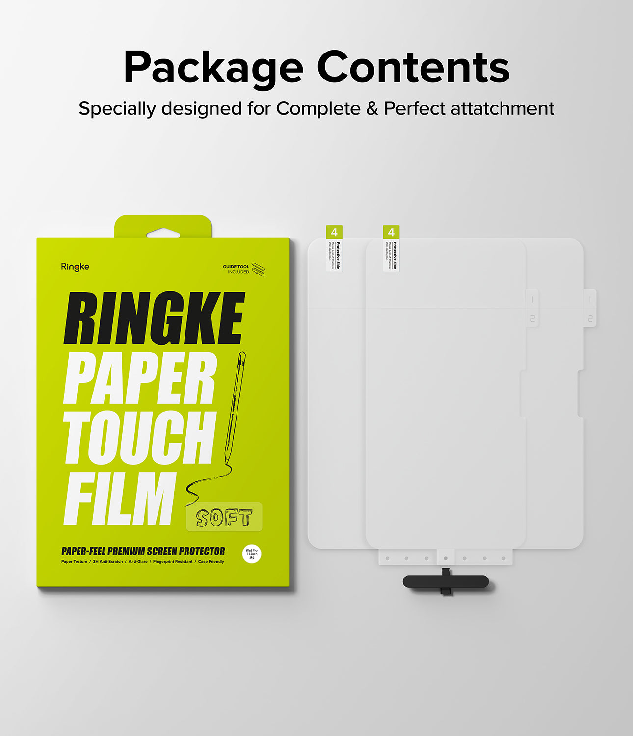 iPad Pro 11" (M4) Screen Protector | Paper Touch Film - Soft - Package Contents. Specially designed for Complete and Perfect attachment.