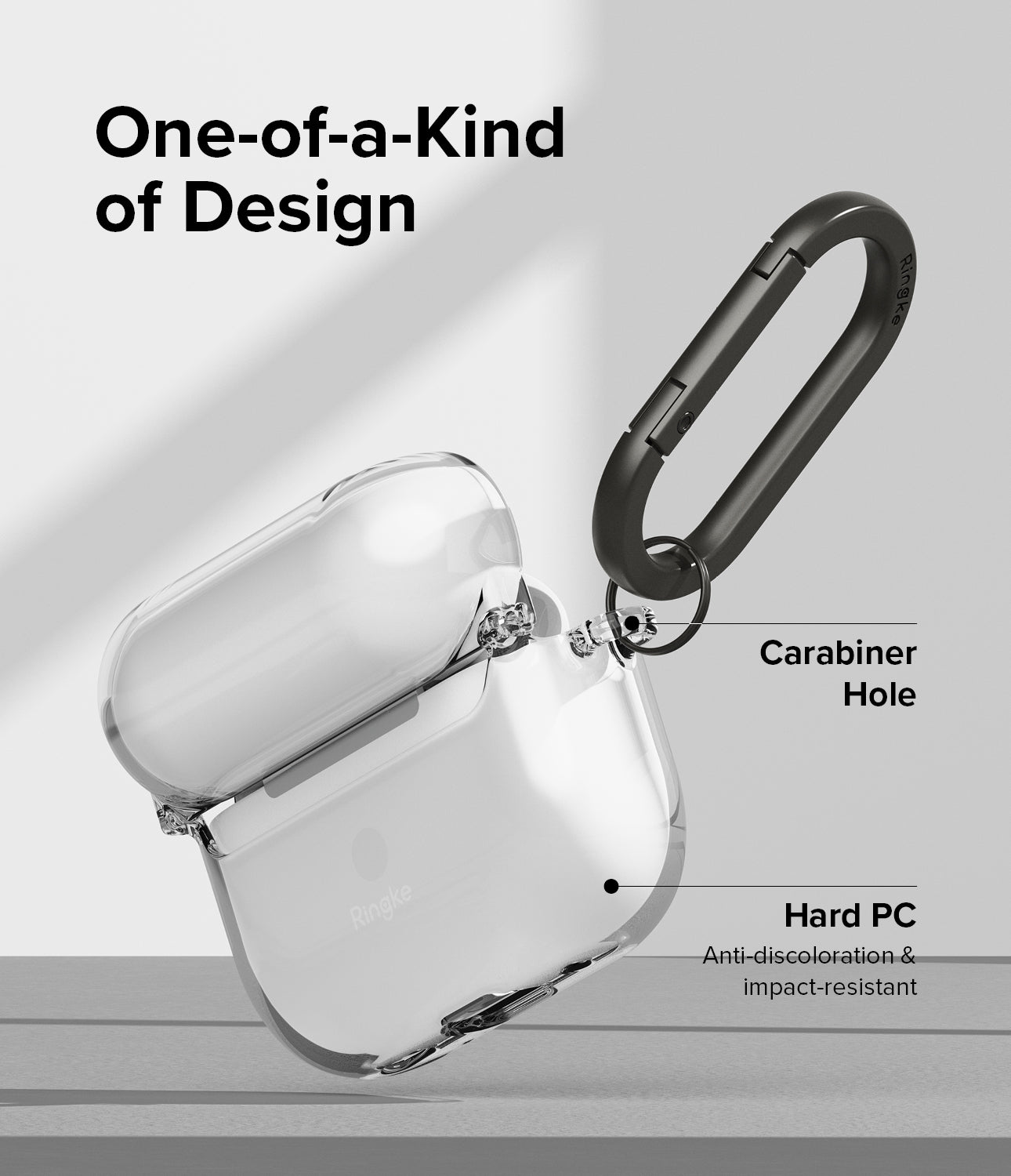 For Apple AirPods Pro 2 Case (2nd Gen), Ringke [Hinge] Clear Cover &  Carabiner