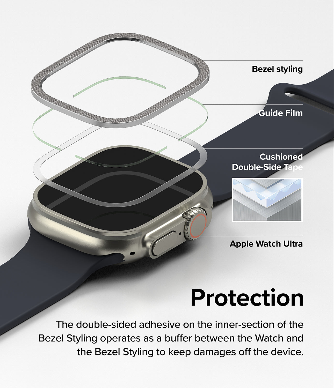 Ringke Bezel Styling & Glass Combo Compatible with Apple Watch Ultra 2/1  49mm Case, Anti Scratch Protector Adhesive Frame Ring Cover Accessory