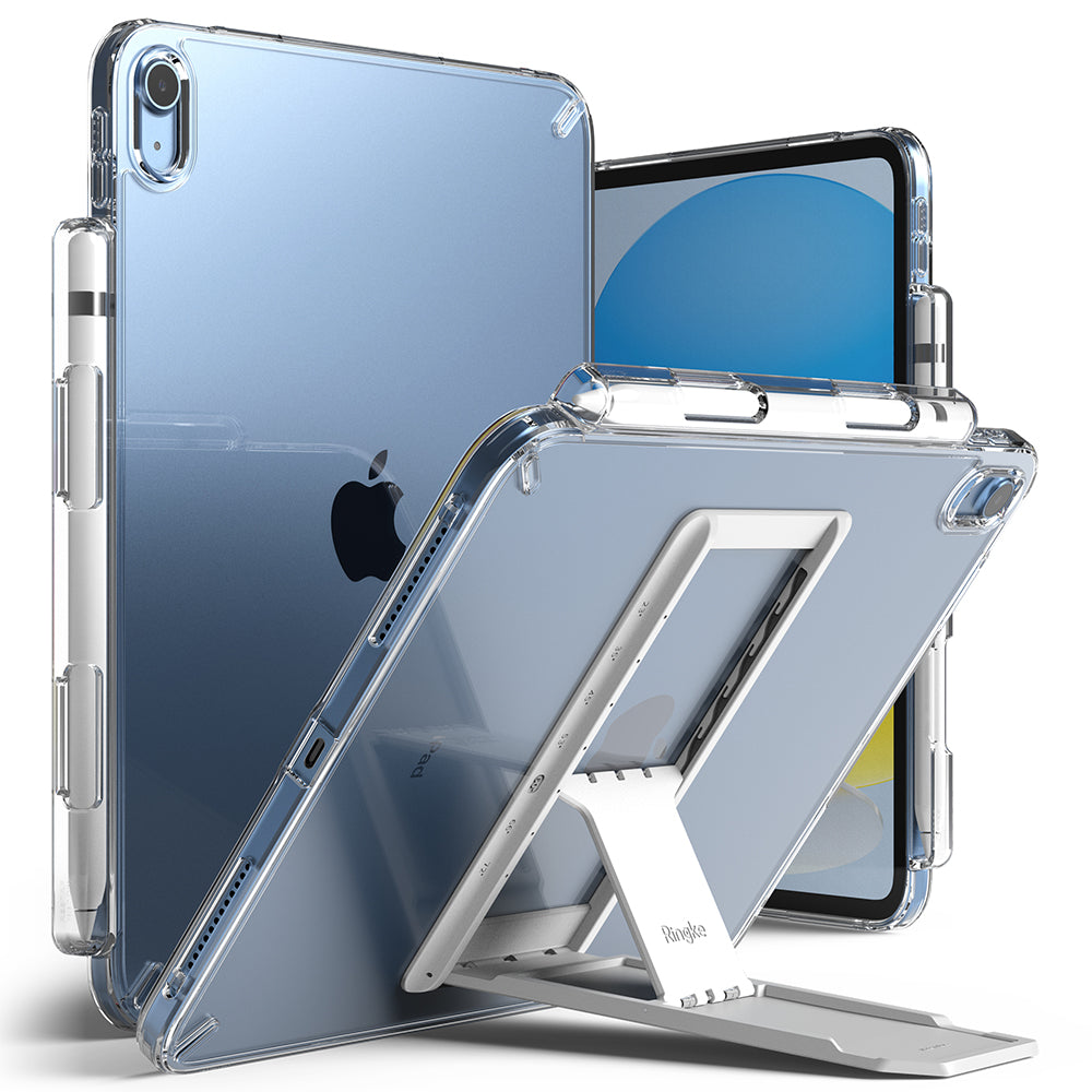 Ringke Fusion & Outstanding [Case + Stand] Combo Compatible with iPad 10th Generation 10.9'' (2022) Case, Transparent Shockproof Protective Cover