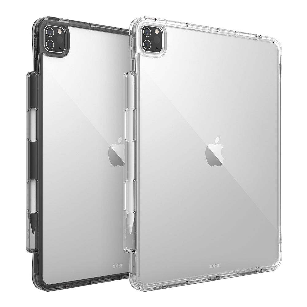 Ringke Fusion Plus Case & Outstanding Tablet Stand Combo for iPad Pro 12.9 (2021) - Clear & Light Gray